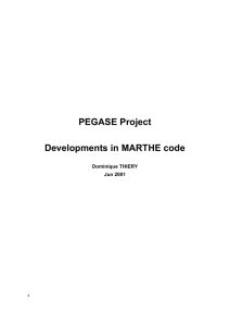 Pegase project. Developments in Marthe code