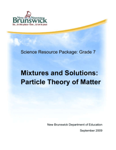 Mixtures and Solutions - Particle Theory of Matter