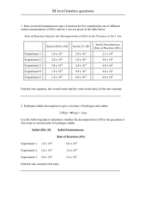 Data on initial instantaneous rates of reaction for five experiments