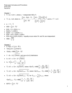 Formula sheet with R functions from 2012