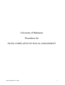 Procedure for filing complaints of sexual harassment