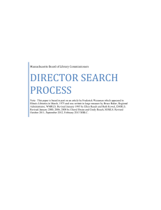 DIRECTOR SEARCH PROCESS - Massachusetts Board of Library