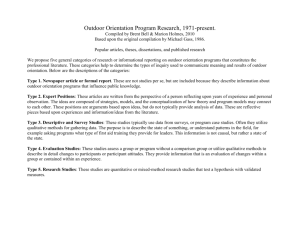 Overview of Research in Outdoor Orientation