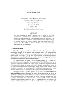 (In)formalism - University of Scranton: Computing Sciences Dept.