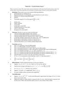 Math 2511 – Calc III Practice Exam 1