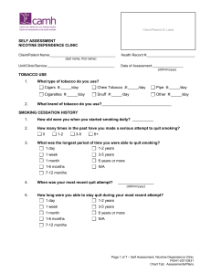 Assessment Form Nicotine Dependence Clinic