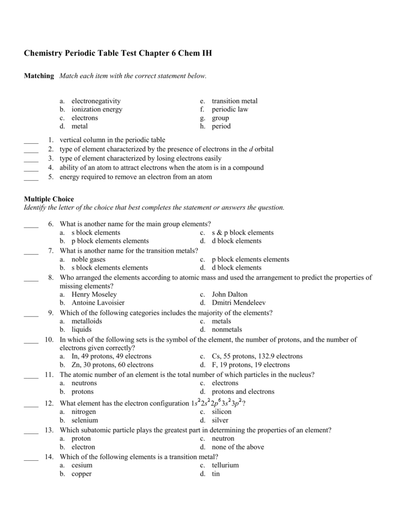 chemistry-periodic-table-test-chapter-6-chem-ih-matching-match