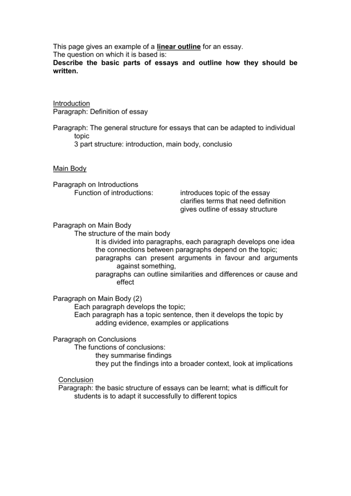 what is linear essay plan