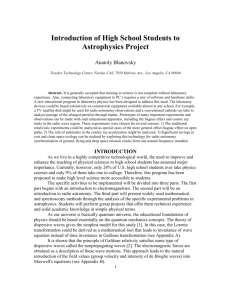 Introduction to Astrophysics Project