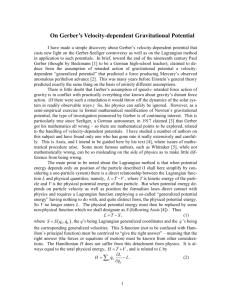 On Gerber`s Velocity-dependent Gravitational Potential