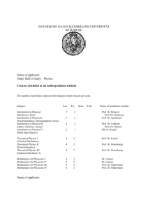 Courses attended as an undergraduate student