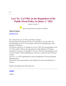 Law No. 2 of 1962 on the Regulation of the Public Fiscal Policy in