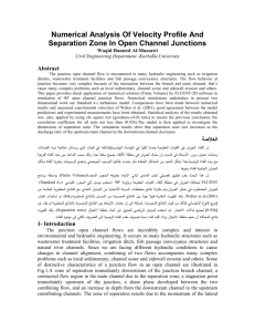 Numerical analysis of velocity profile and separation zone in open