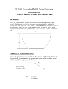 Turbulent flow in a partially filled spinning bowl