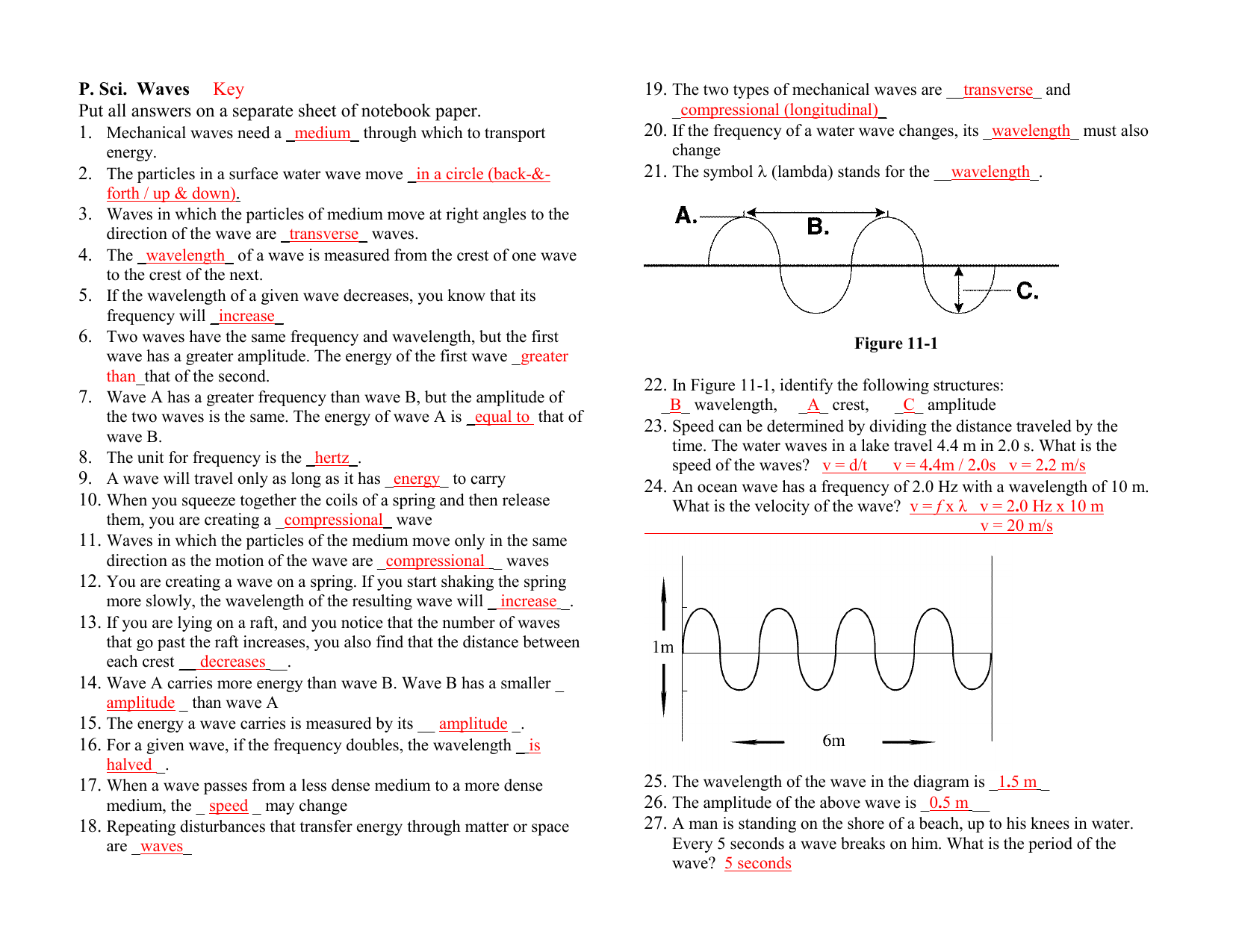 Introduction To Waves Worksheet Answers