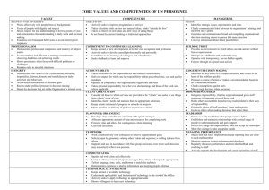 CORE VALUES AND COMPETENCIES OF UN PERSONNEL