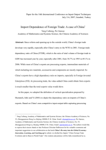 Import Dependence of Foreign Trade: A case of China