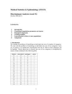 Medical Statistics & Epidemiology (153133) Discrimimant Analysis