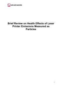 Brief Review on Health Effects of Laser Printer Emissions Measured