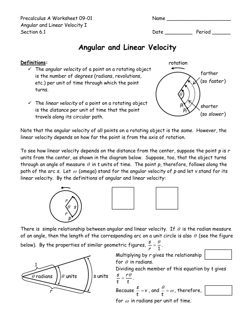 Packet #20 Solutions Regarding Angular And Linear Velocity Worksheet