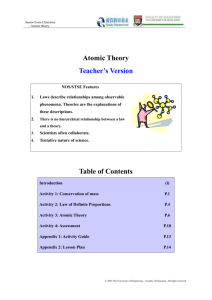 Atomic Theory - New Senior Secondary Curriculum Goals: NOS
