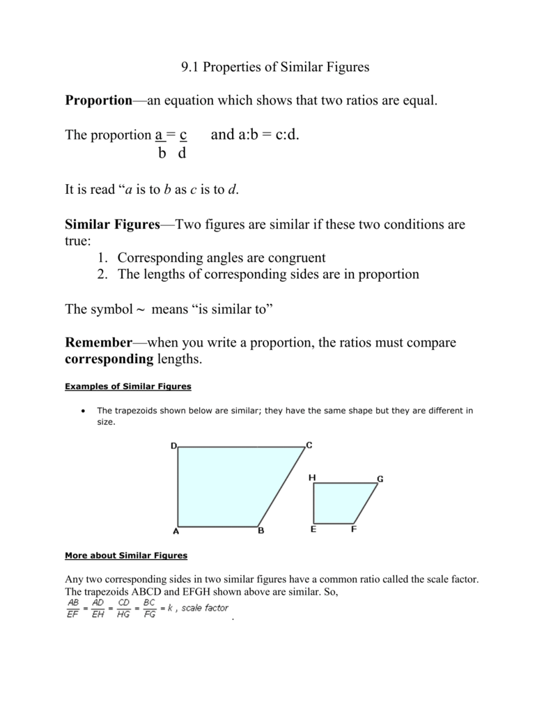 Properties of Similar Figures In Proportions And Similar Figures Worksheet