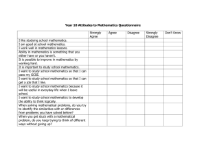 Year 10 Attitudes to Mathematics Questionnaire