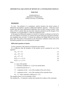 differential equations of motion of a constrained particle