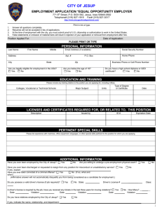 EMPLOYMENT APPLICATION - Jesup Police Department