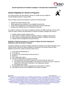 Student Eligibility for Section 8 Programs