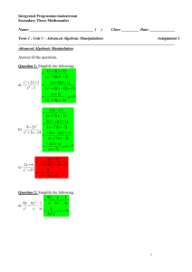 Advanced Algebraic Manipulations AssignmentSolution