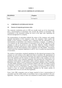 TOPIC 5 THE LAW OF CORPORATE GOVERNANCE READINGS