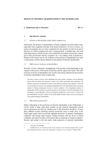 RIGHTS OF MINORITY SHAREHOLDERS IN THE NETHERLANDS