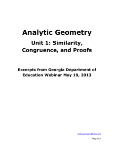 Parent Unit 1 Guide for Analytic Geometry