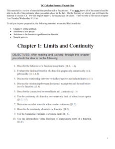 Calculus Chapter 1 Review