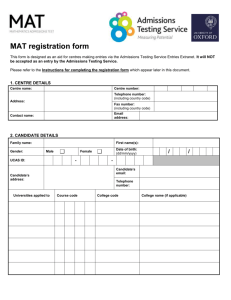 MAT registration form - Admissions Testing Service