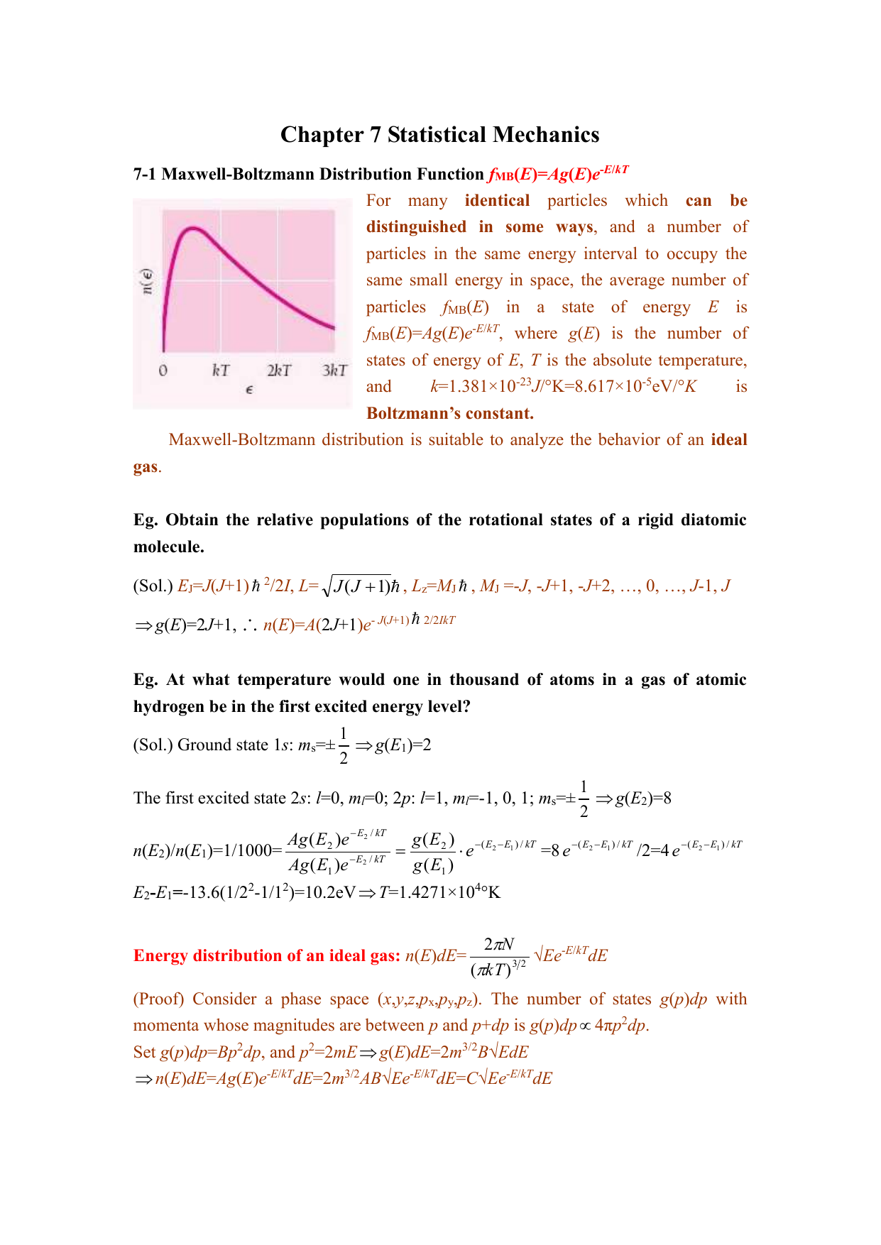 Chapter 7 Statistical Mechanics 7 1 Maxwell
