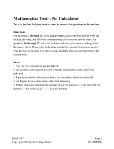 PSAT 10 Practice Test 1 for Assistive Technology * Math Test, No