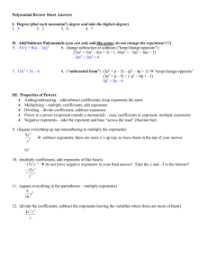 Polynomial Review Sheet Answers