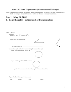 Math 1303 Plane Trigonometry (Measurement of Triangles)