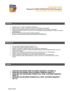 Request for MSW FOUNDATION Field Placement