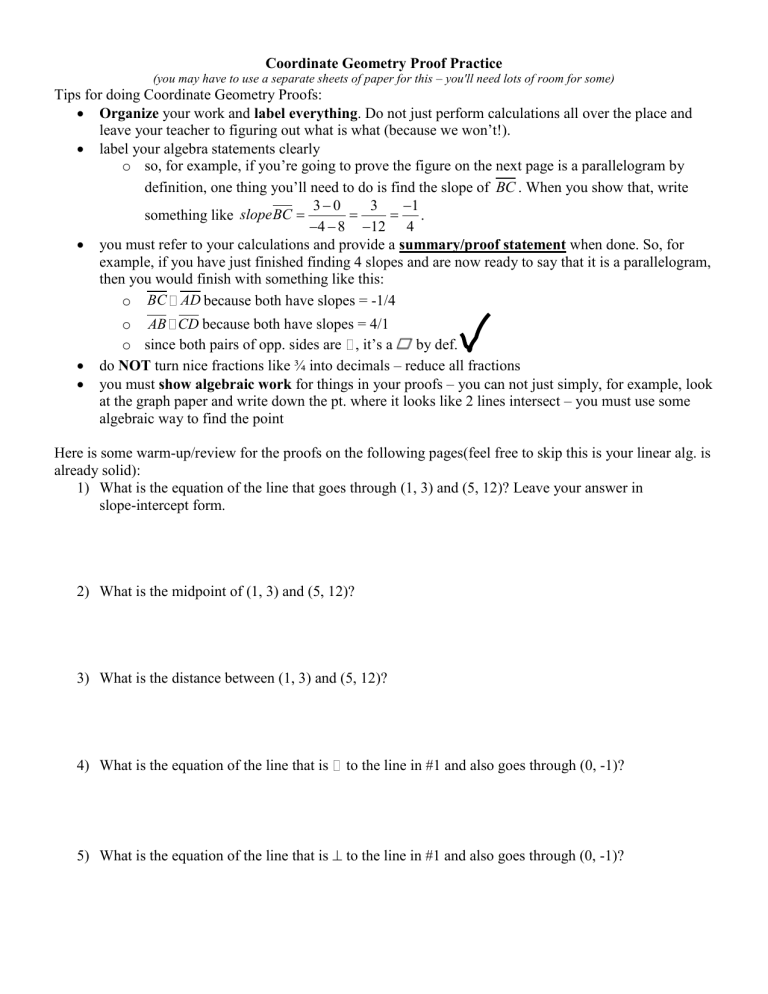 Coordinate Geometry Proof Practice