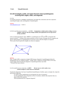 Geometry Unit 2 - Quadrilateral Sample Tasks with Solutions