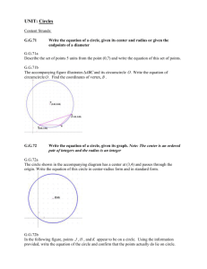 Geometry Unit 5 - Circle Sample Tasks