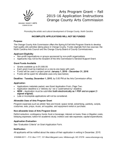 Arts Program Grant – Fall - Orange Co. Arts Commission