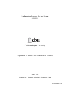 Mathematics Program Review - CBU