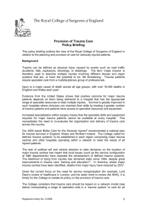 The Royal College of Surgeons of England Provision of Trauma