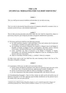 Law on Special Modalities for Tax Debt Servicing