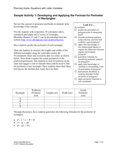 Sample Activity 1: Developing and Applying the Formula for Perimeter