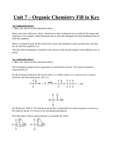 Unit 7 – Organic Chemistry Fill in Key `see explanation below` 1